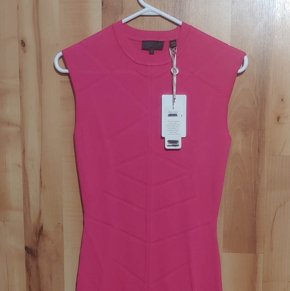 Ted Baker London Women's Size 4 U.S./T.B. 1 Bodycon Fuchsia Midi Dress